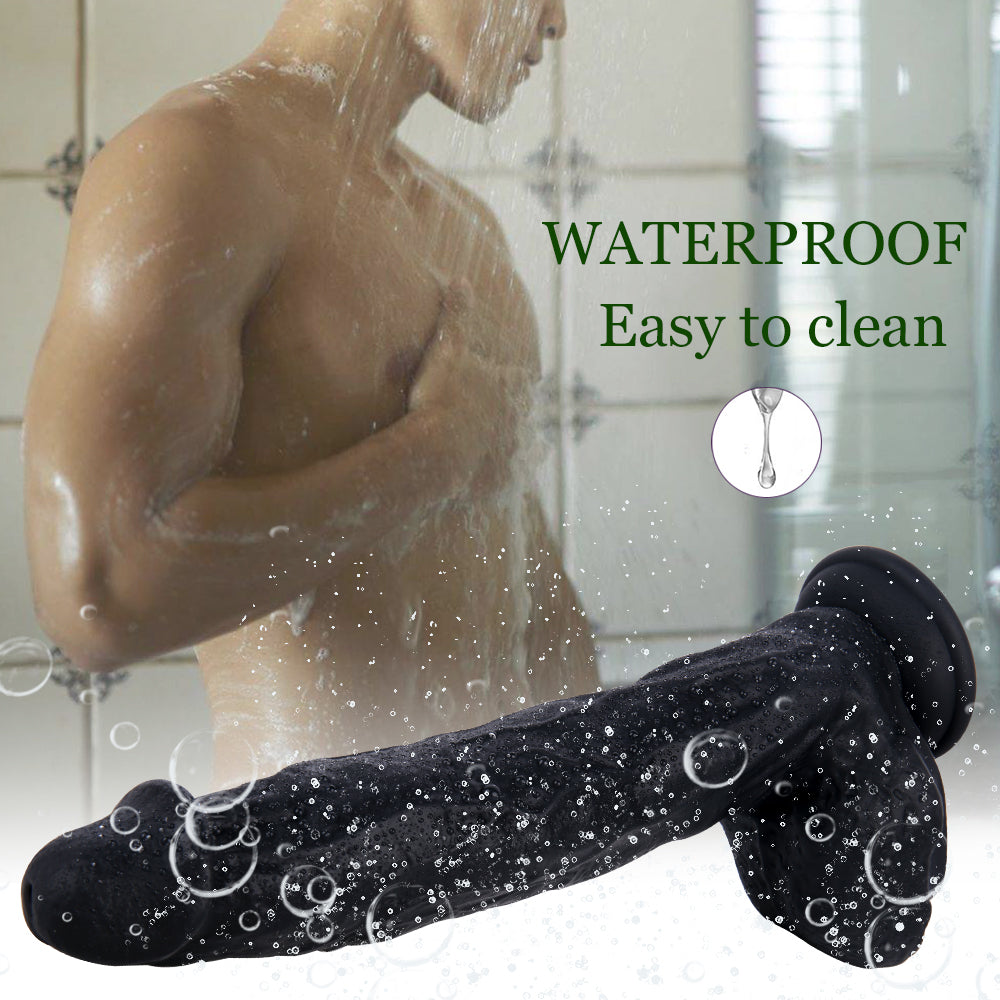 10 Inch Black Silicone Giant Realistic Dildo