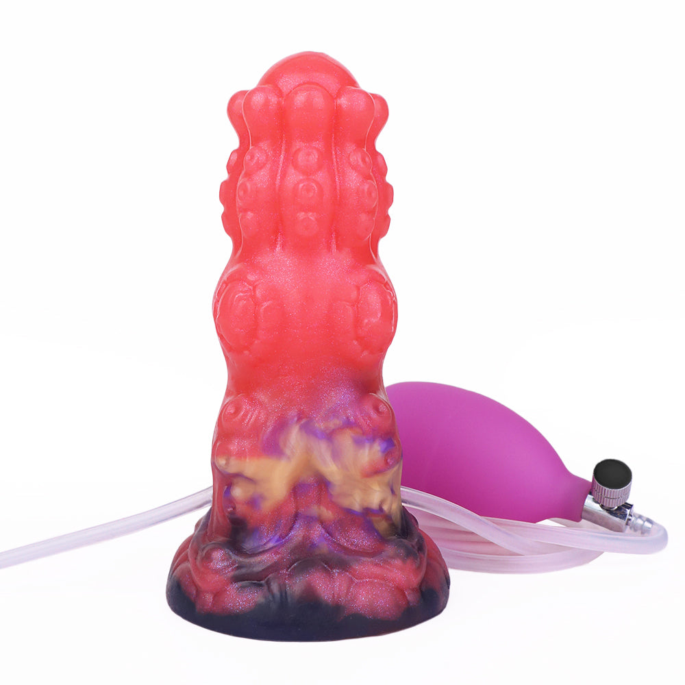Red Tentacle Knot Inflatable Cumshot Dildo