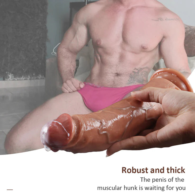 9 Inch Soft Curved Strong Suction Cup Realistic Dildo