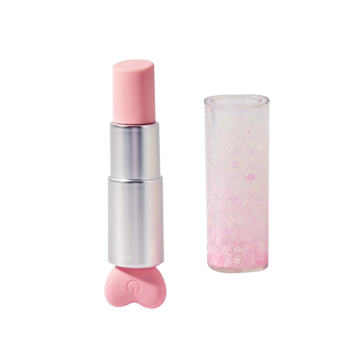 Pink Glitter Lipstick Shape Clitoris Vibrator