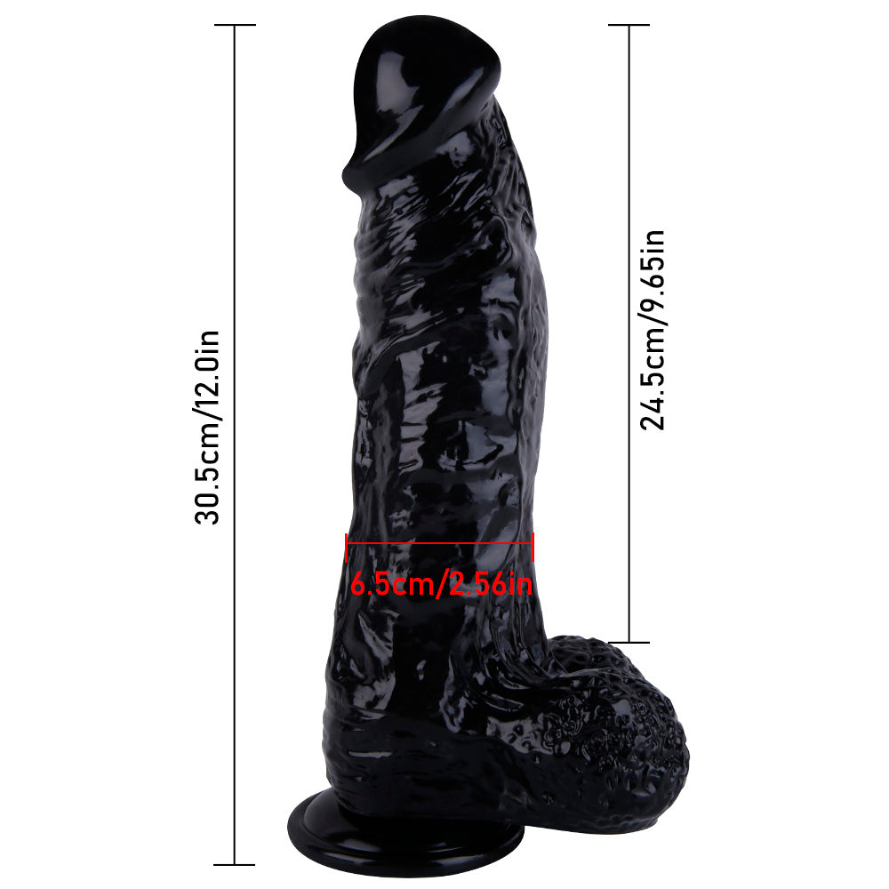12 Inch Strap On Big Black Dildo