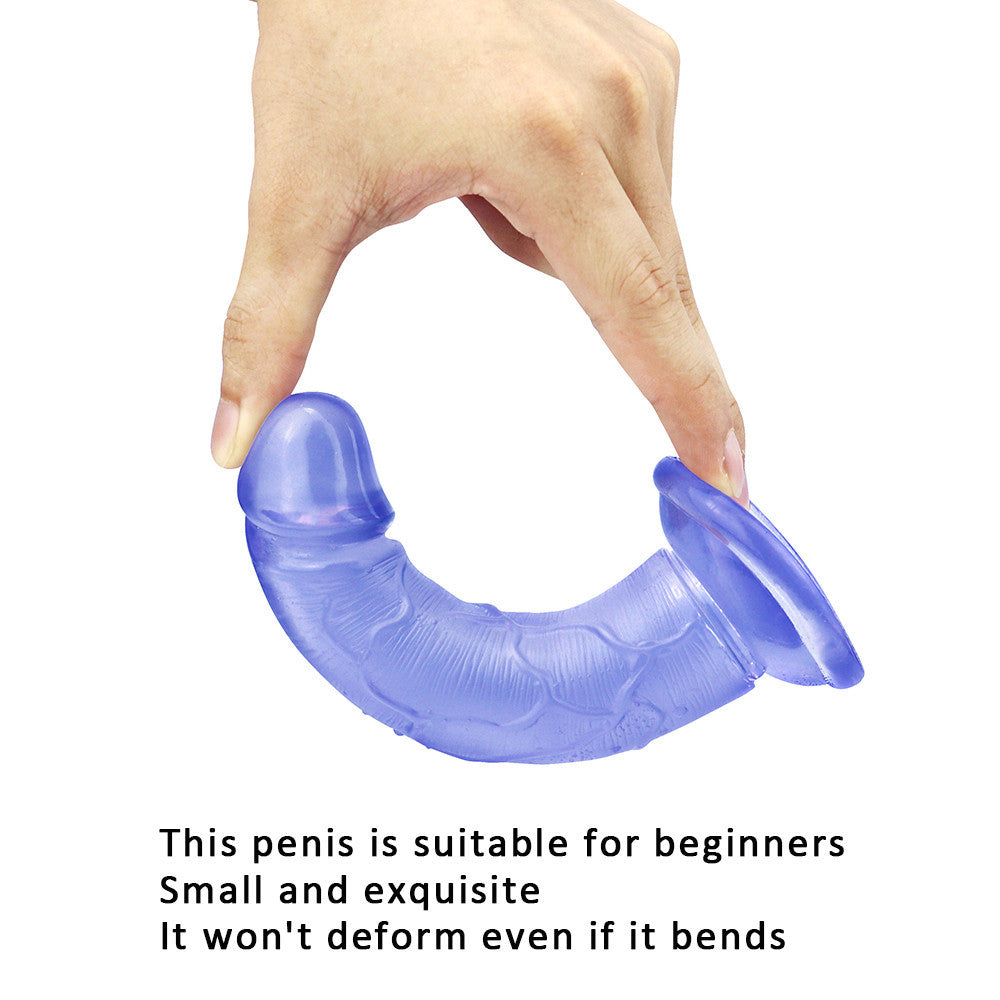 6 Inch Curved Blue Jelly Small Dildo