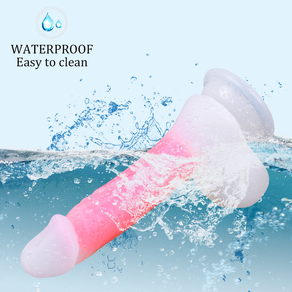 White Pink Silicone 7 Inch Jelly Dildo