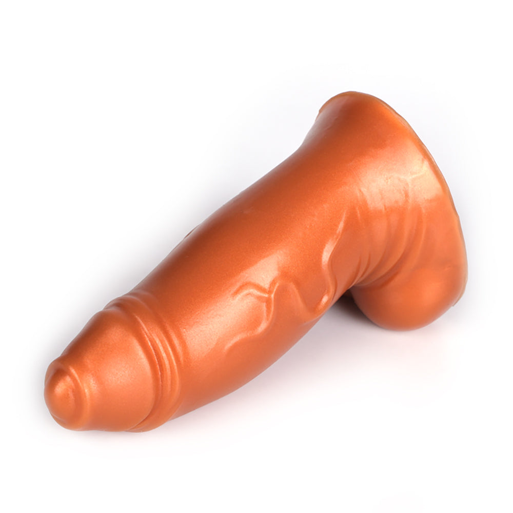 5 Inch Brown Fat Dildo with Foreskin