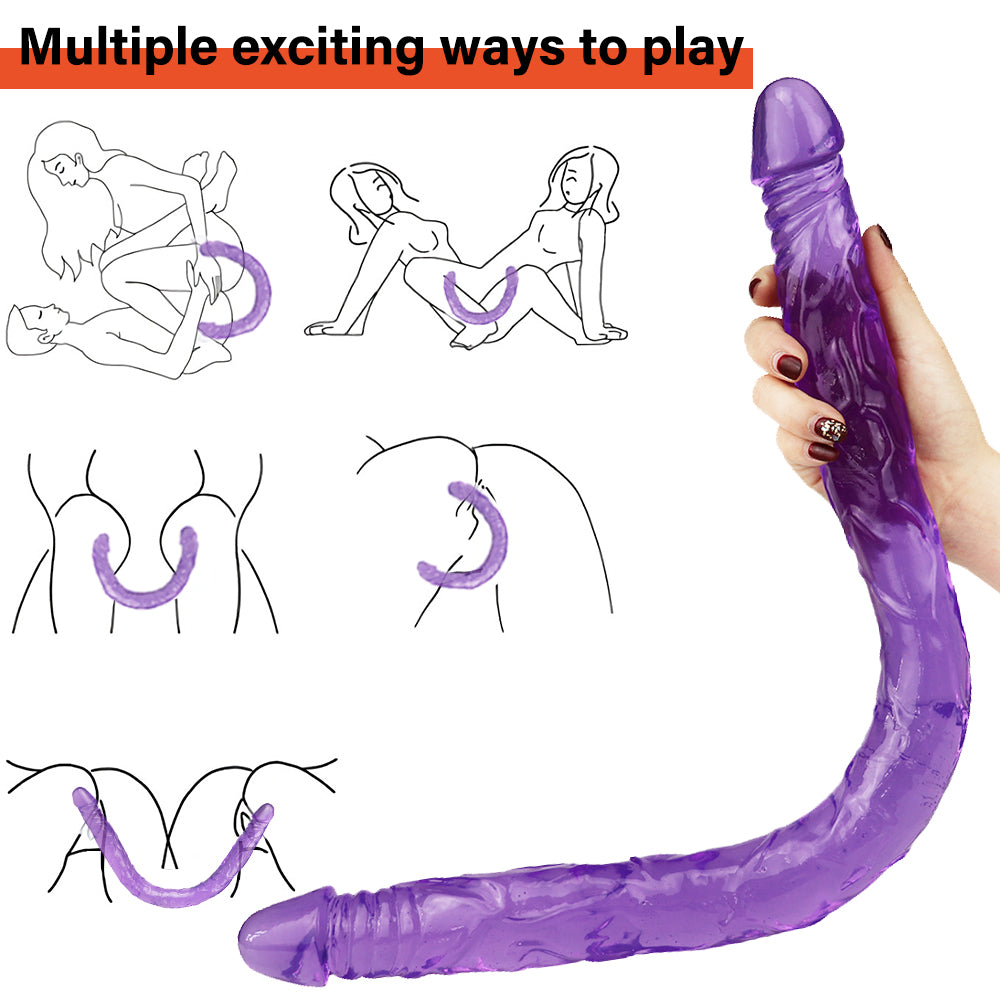 22 Inch Purple Jelly Lesbian Double Dildo