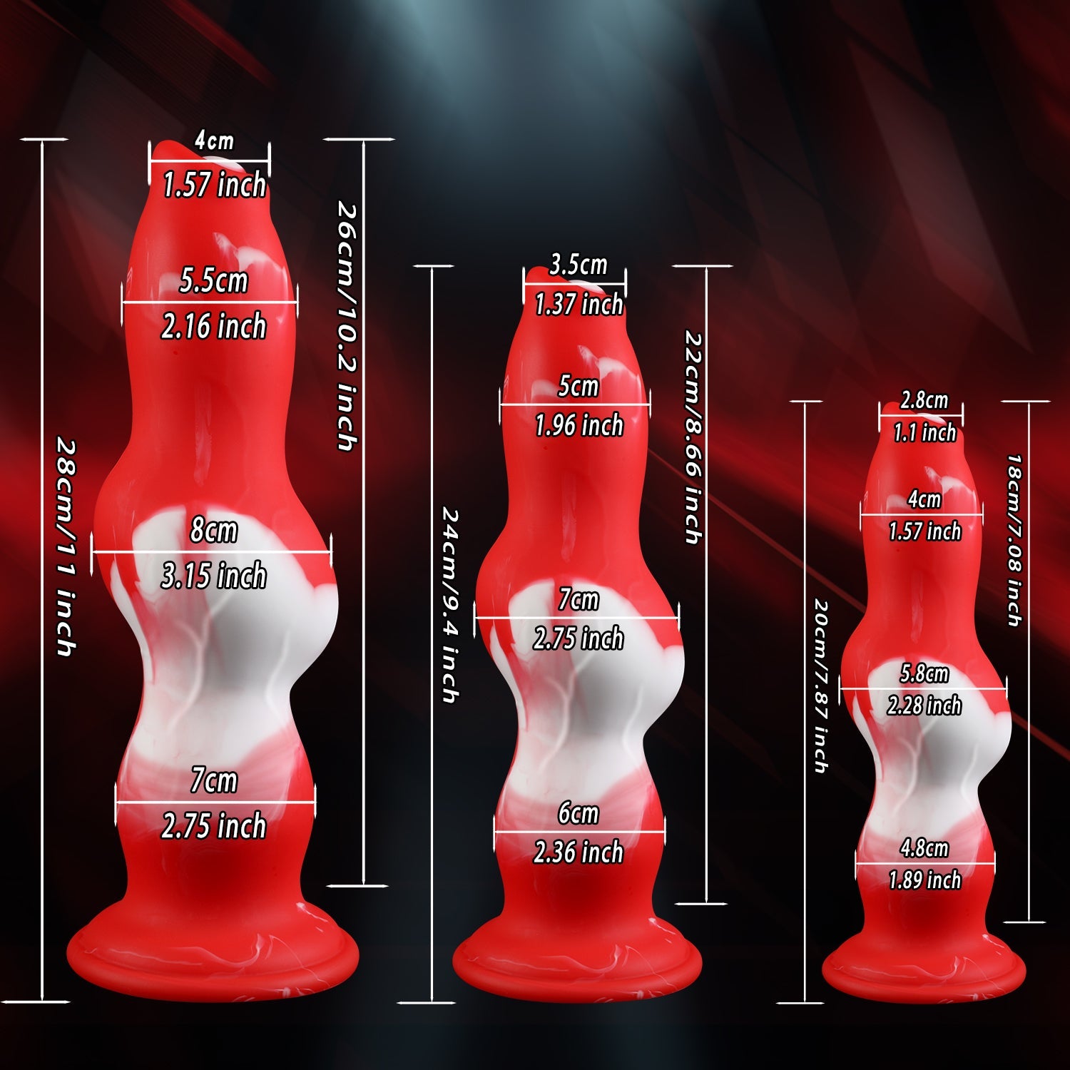 Red White Silicone Knot Dildo Dildo