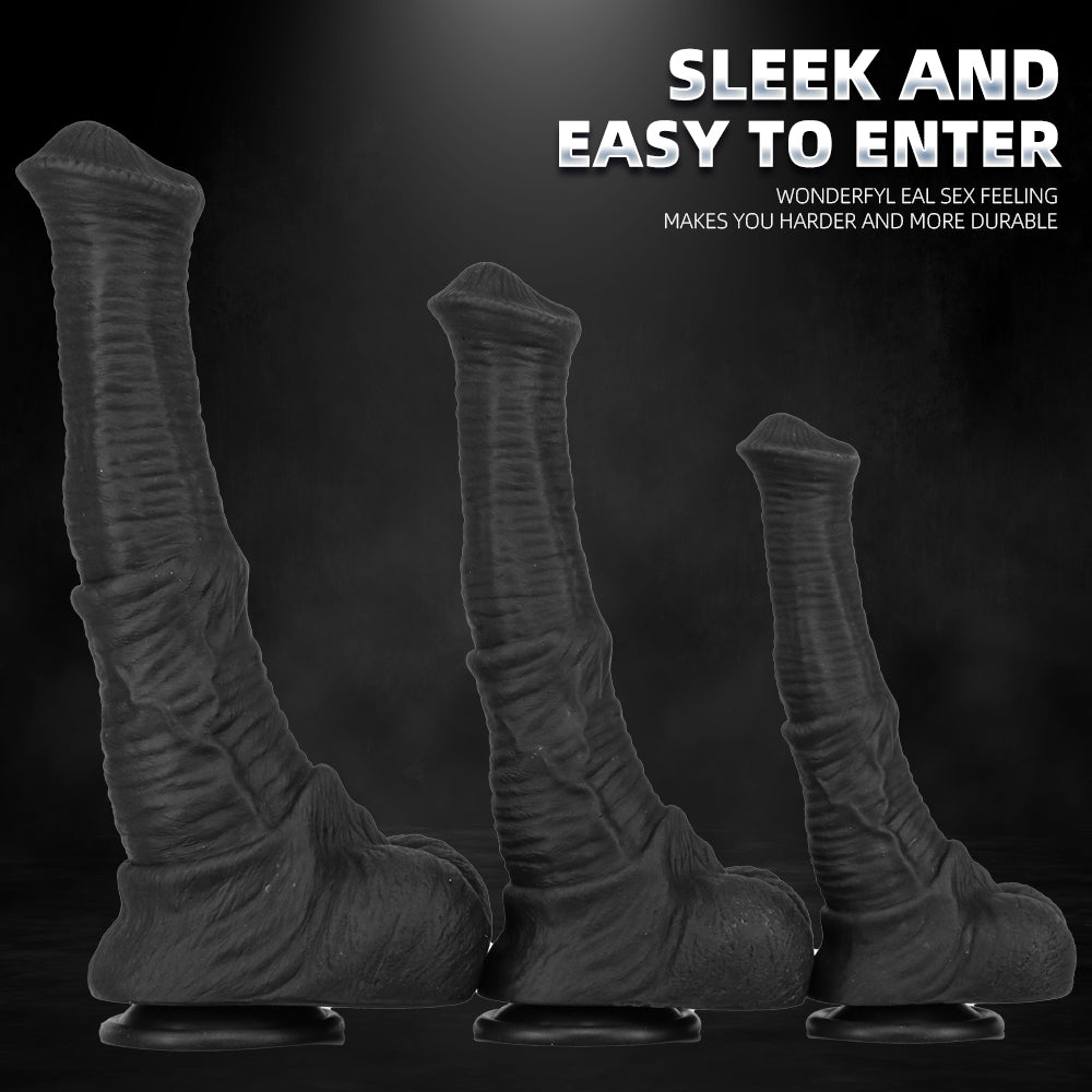 Black Hores Cock Three Size Silicone Dildo