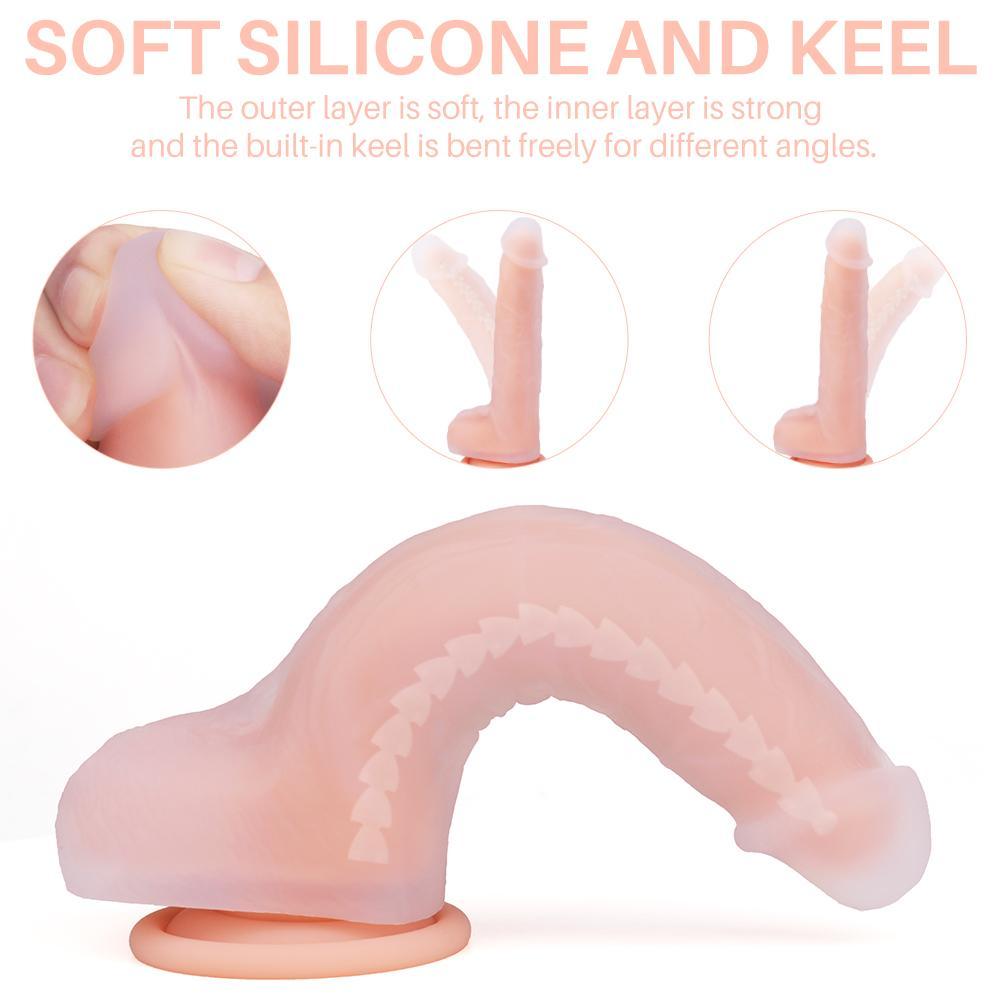 7.68 Inch Silicone Soft Realistic Dildo With The Keel