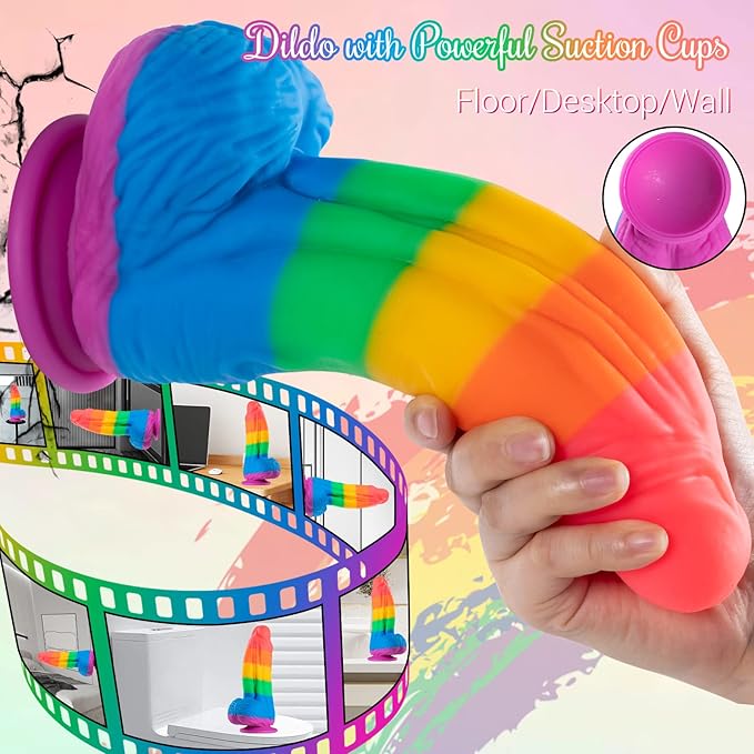 10 Inch Realistic Large Rainbow Dildo