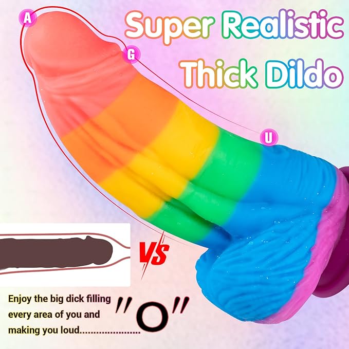 10 Inch Realistic Large Rainbow Dildo