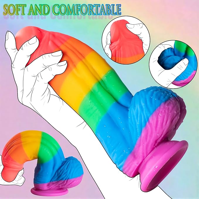 10 Inch Realistic Large Rainbow Dildo