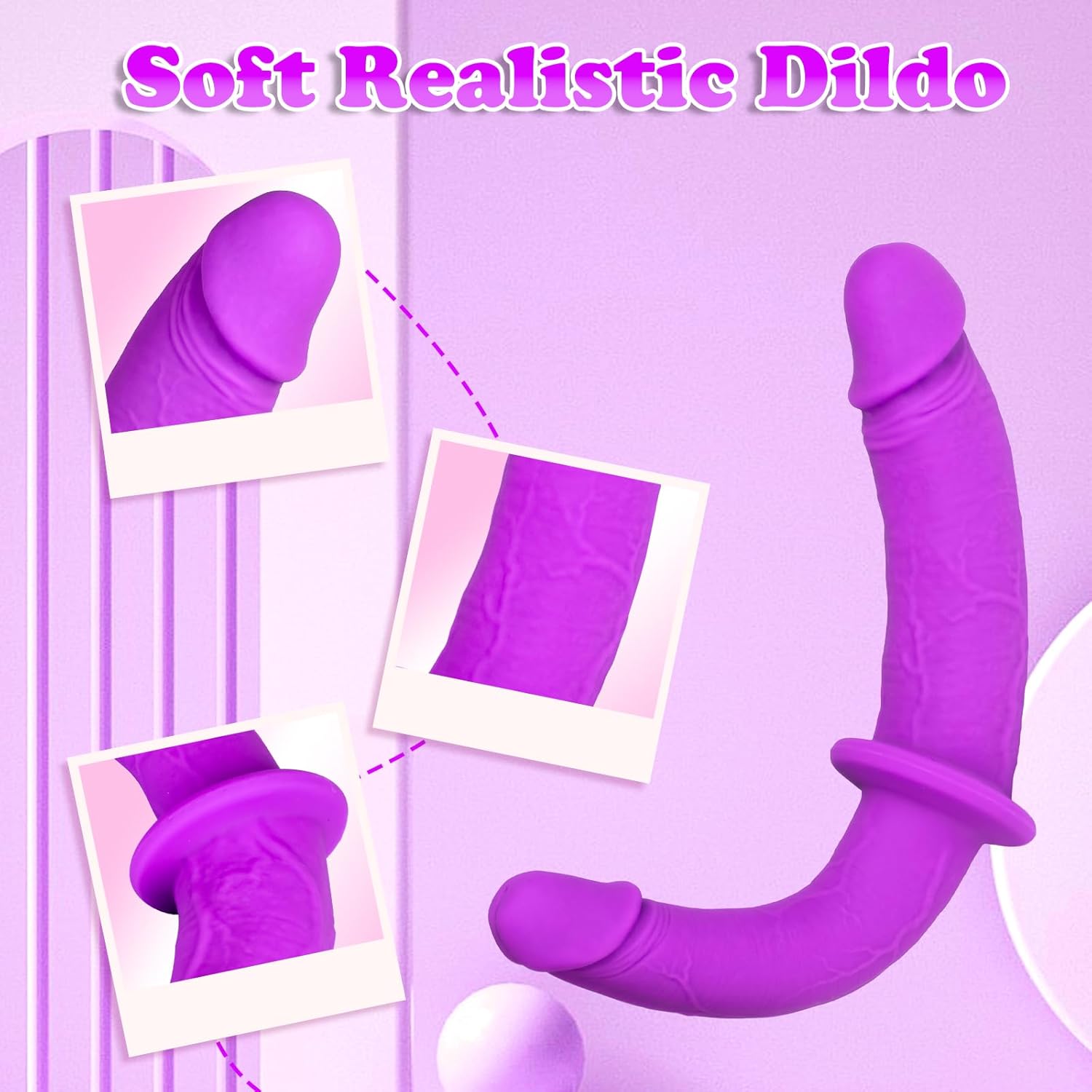 Purple Silicone Strap On Double Head Dildo
