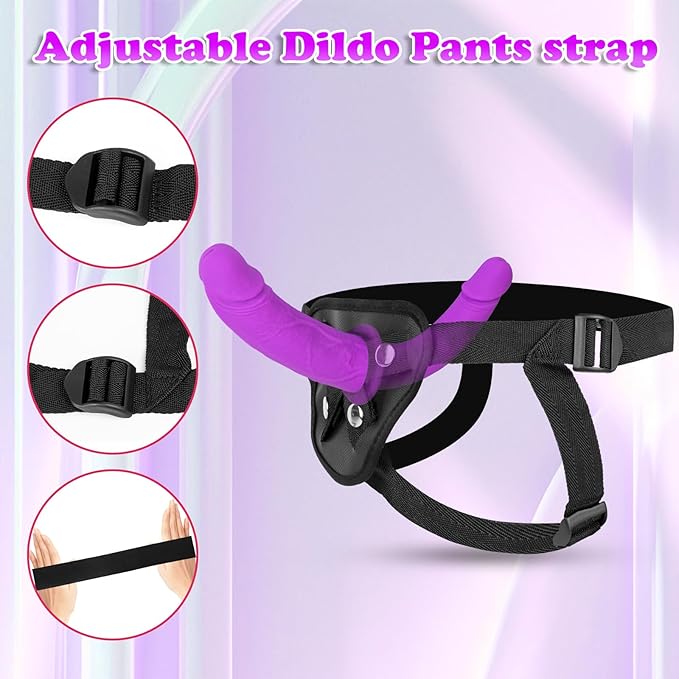 Purple Silicone Strap On Double Head Dildo
