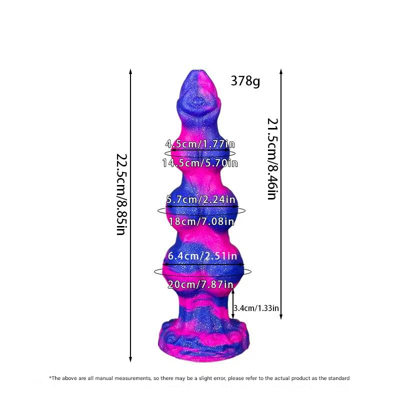 Huge Colorful Glitter Wolf Knot Dildo