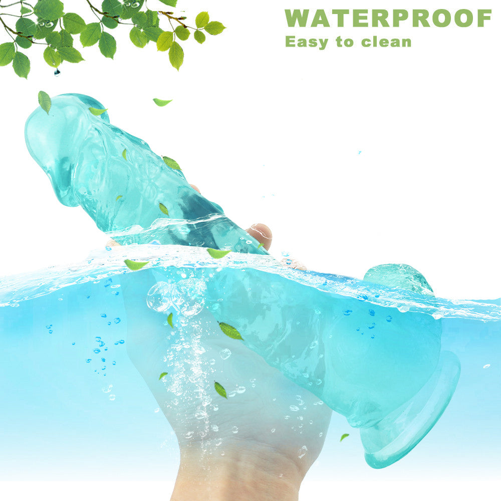 9 Inch Green Transparent Realistic Large Dildo