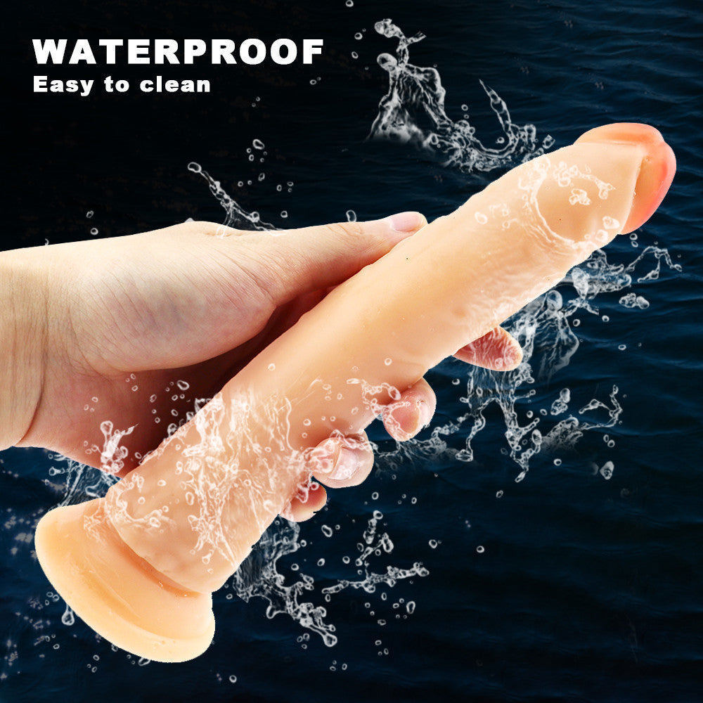 8 Inch Flesh Color Slim Realistic Anal Dildo