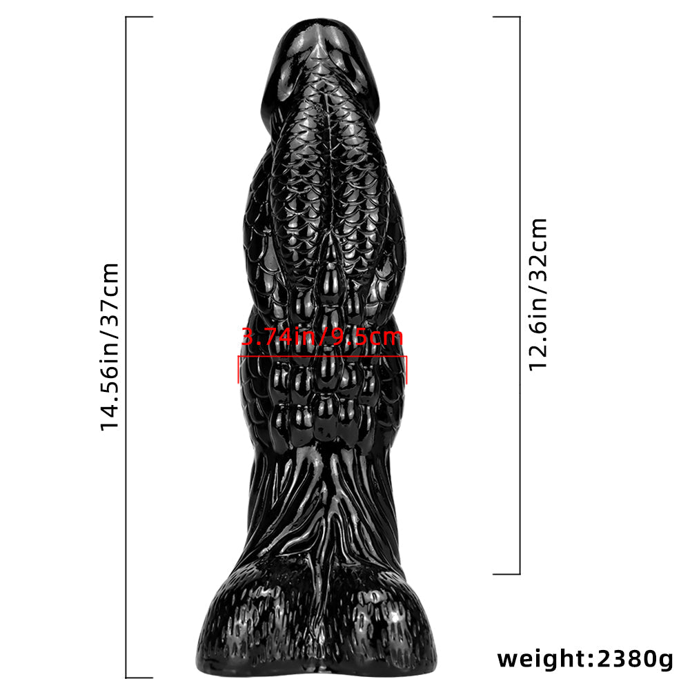 14 Inch Long Huge Black Dragon Dildo