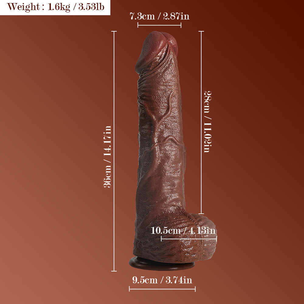 14 Inch Large Size Brown Realistic Dildo