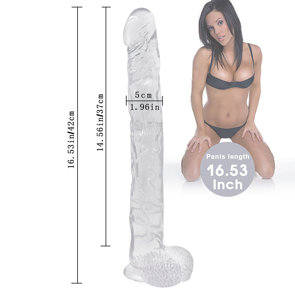 16 Inch Clear Extra Long Jelly Dildo