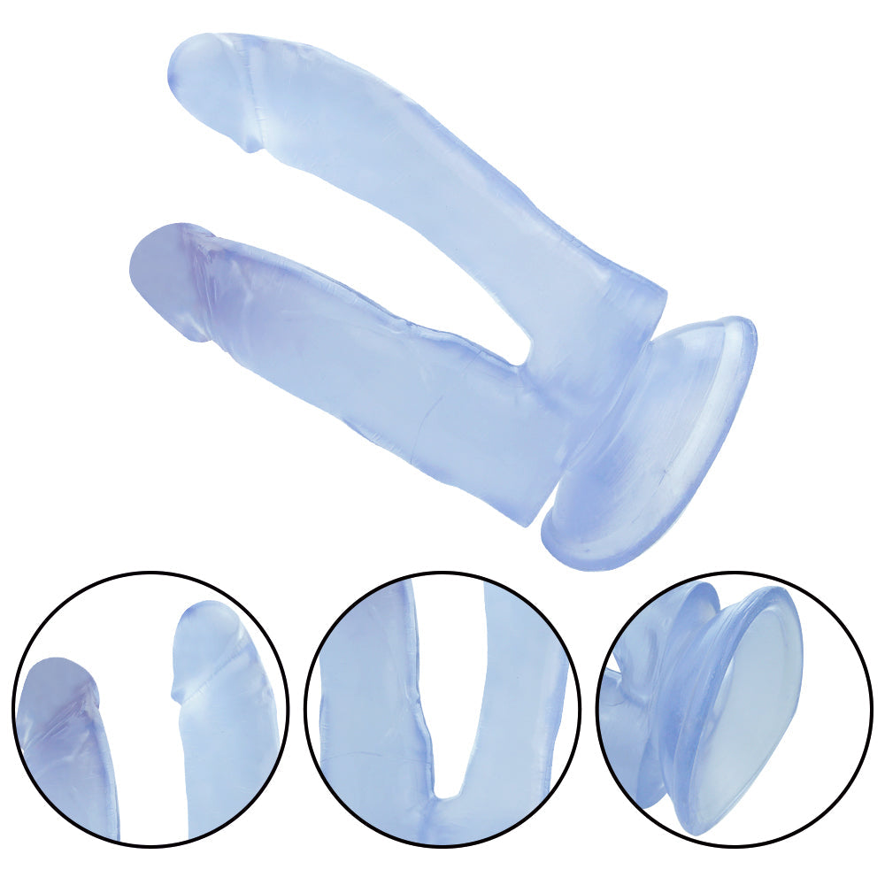 Double Penetration Blue Silicone Jelly Dildo