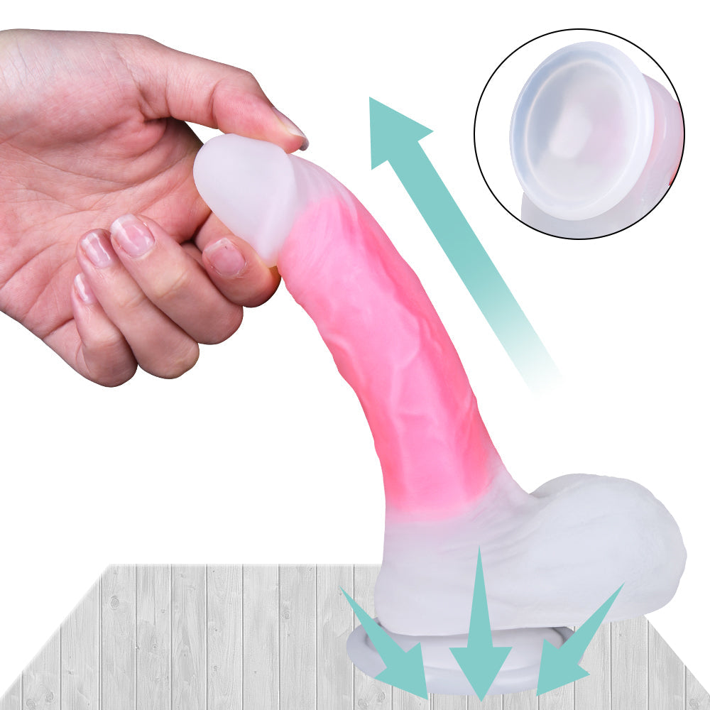 White Pink Silicone 7 Inch Jelly Dildo