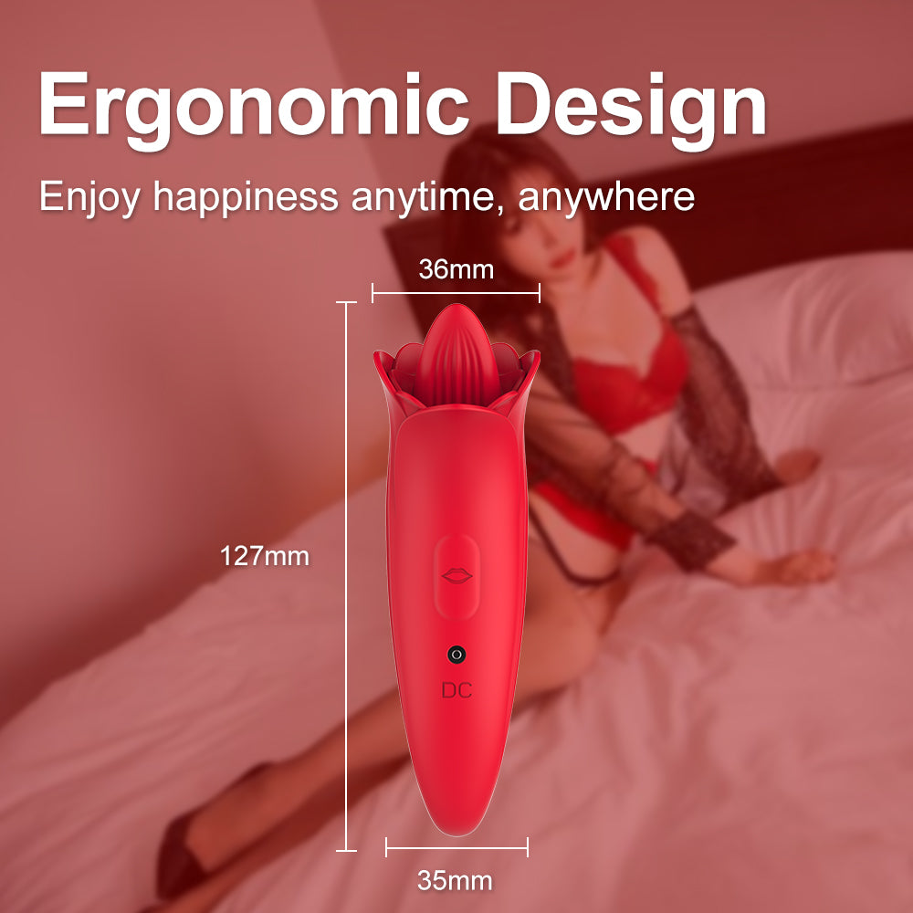 Red Realistic Oral Sex Clit Tongue Vibrator