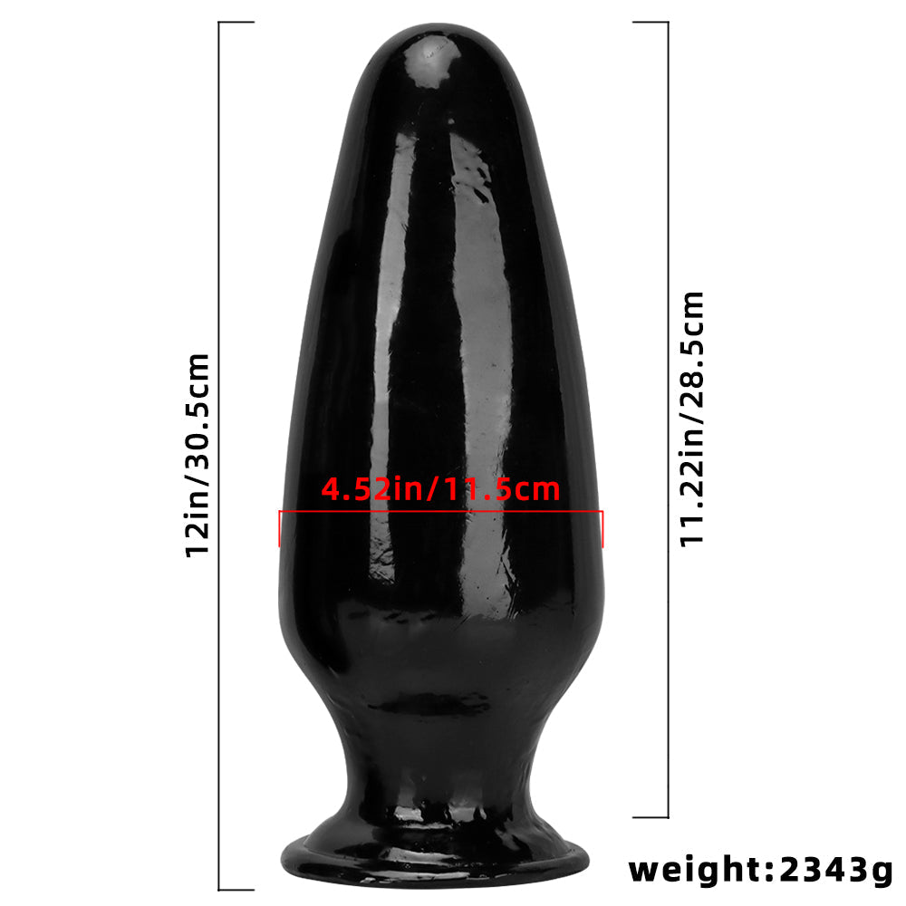 12 Inch Black Giant Conical Anal Dildo