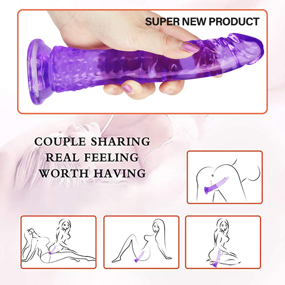 Purple Transparent 8 Inch Jelly Dildo