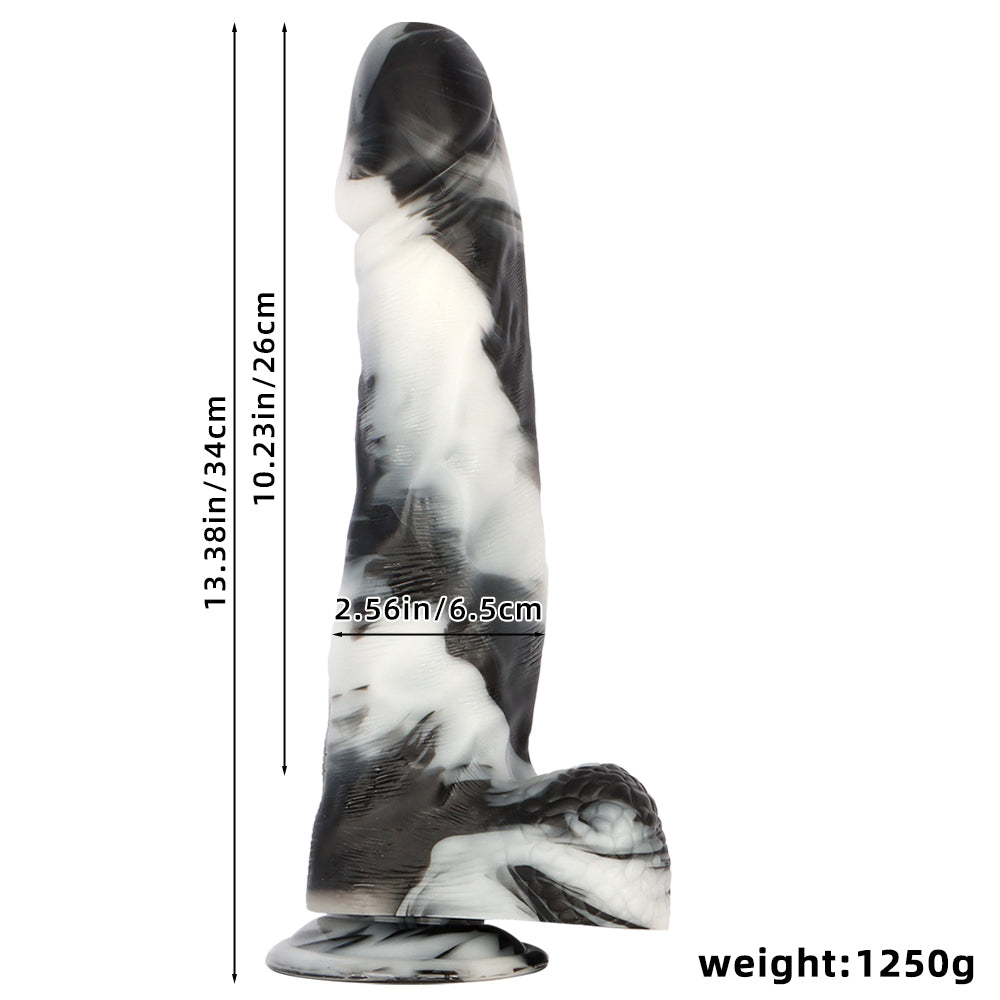 Black White Color Mixing 13 Inch Dildo
