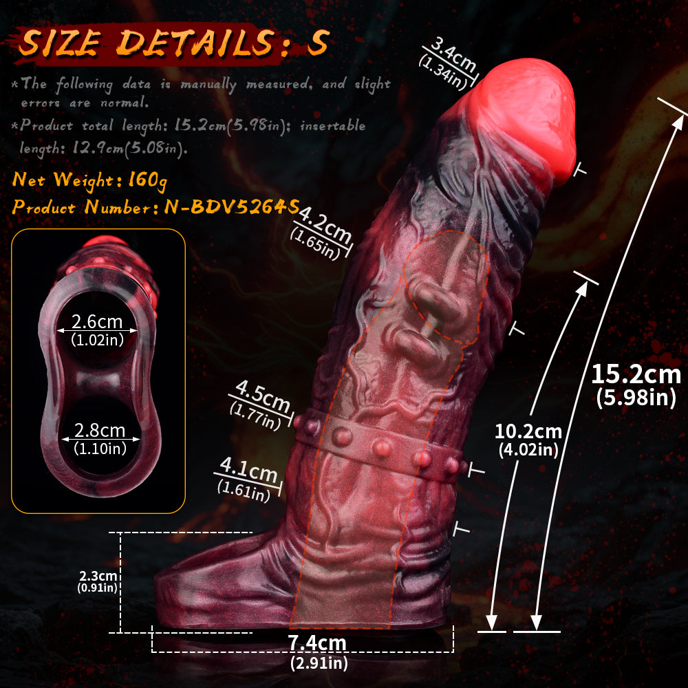 7 Inch Silicone Demonic Vibrating Penis Sleeve