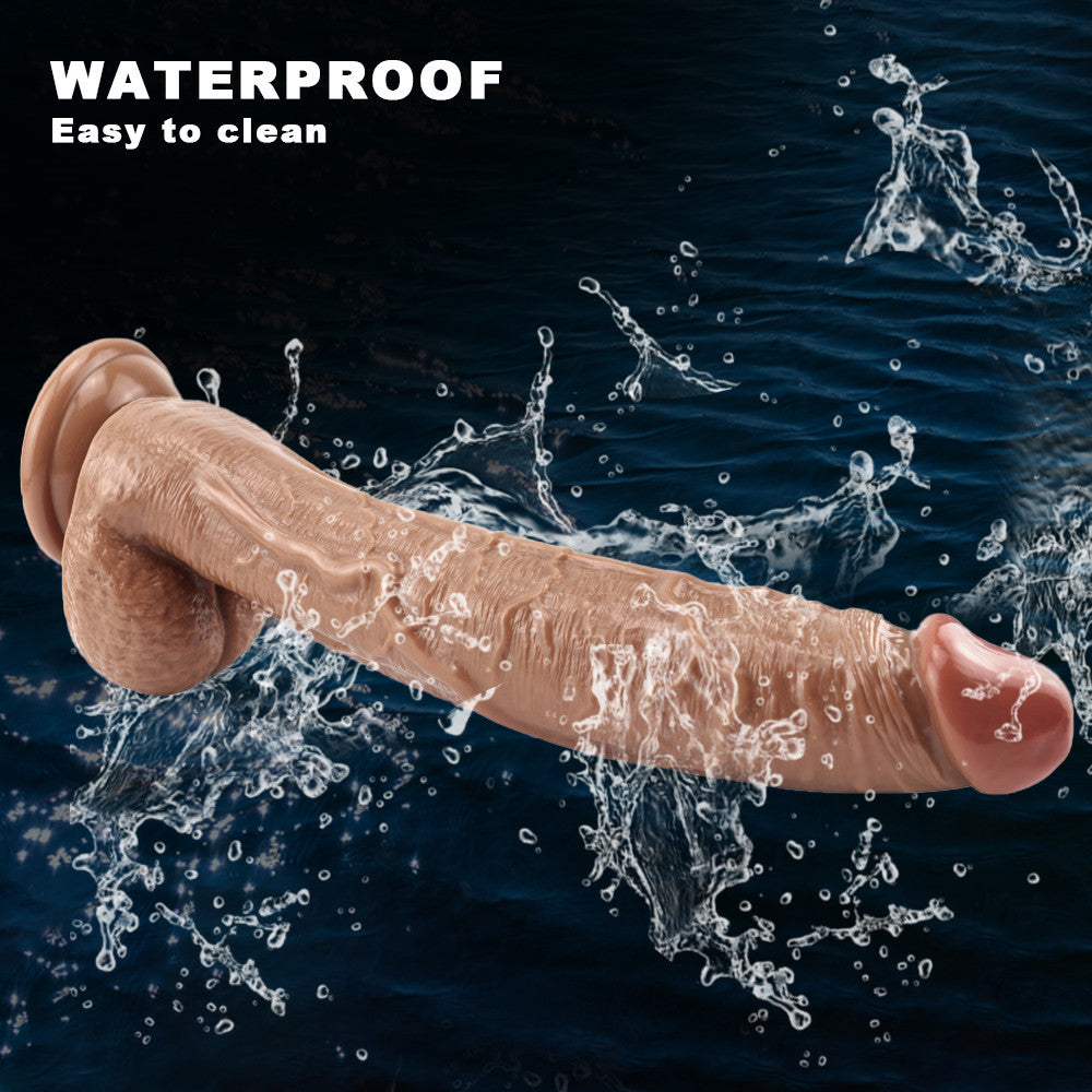 12 Inch Brown Curved Lifelike Big Dildo
