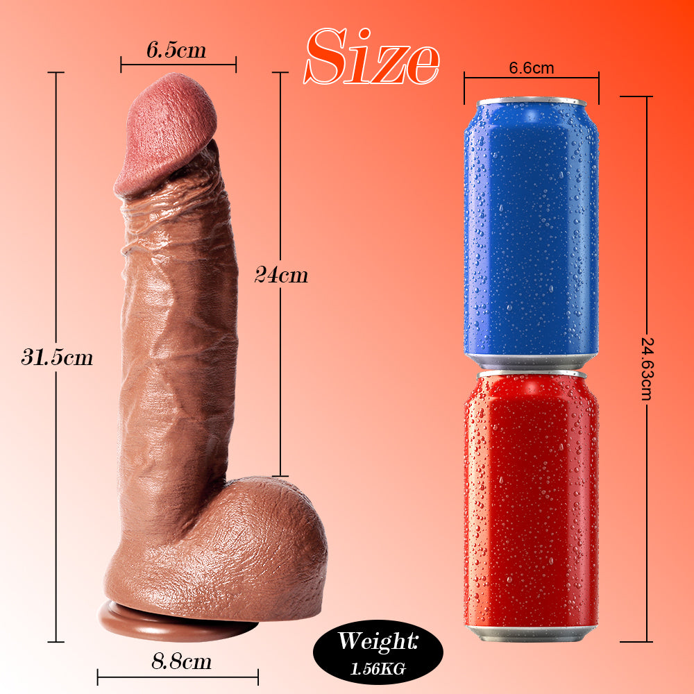 12 Inch Brown Soft Realistic Huge Dildo