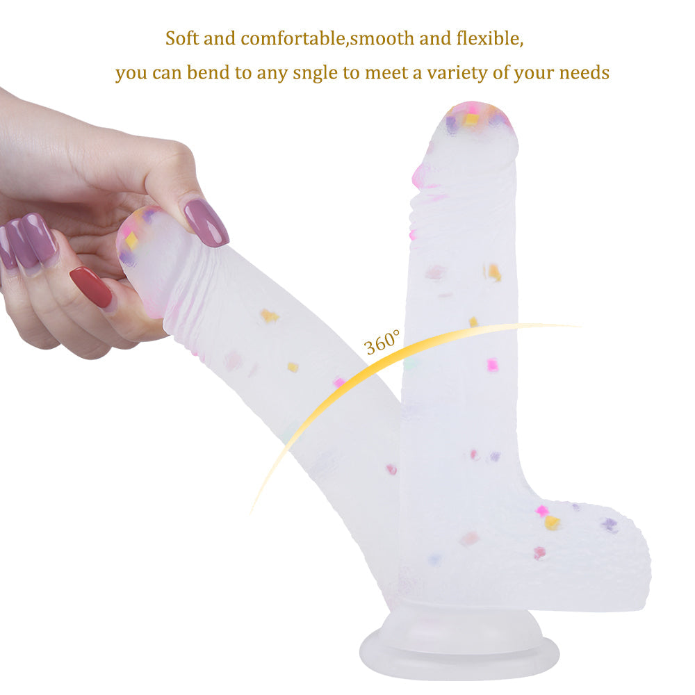 7 Inch Frosted Confetti Silicone Dildo