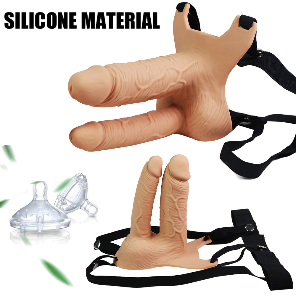Hollow Vibrator Double Penetration Strap On Dildo