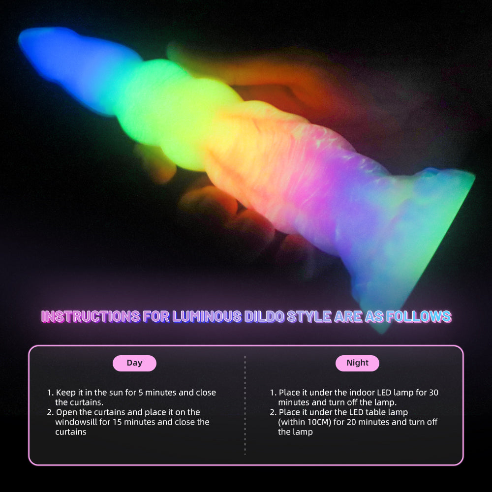 Ribbed Luminous Anal Rainbow Dildo