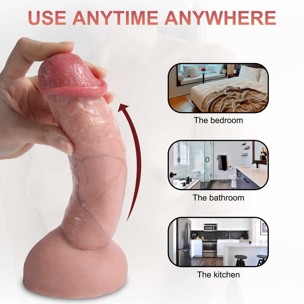 Smooth Mushroom Head Realistic Cock Silicone Dildo