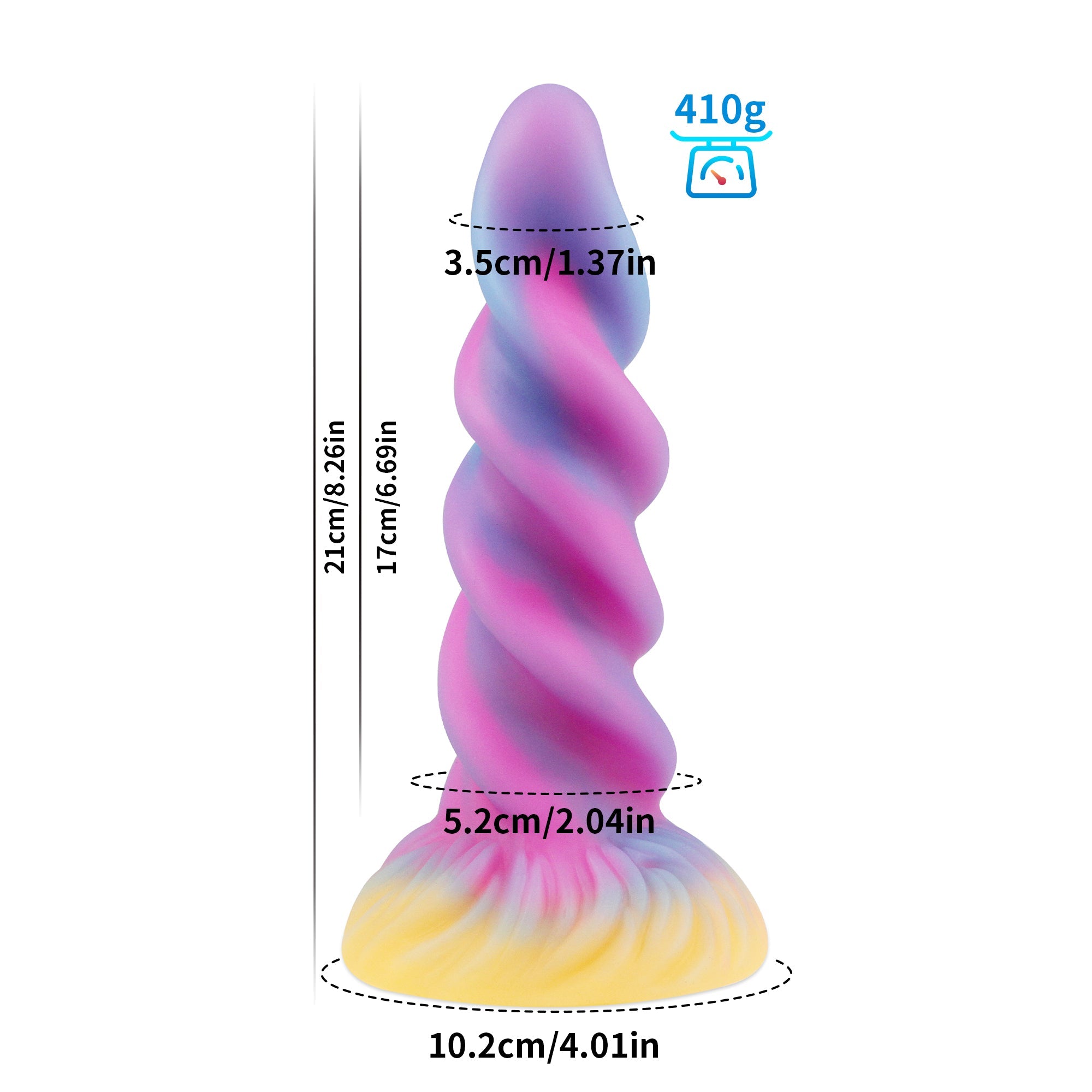 8 Inch Spiral Silicone Anal Unicorn Dildo