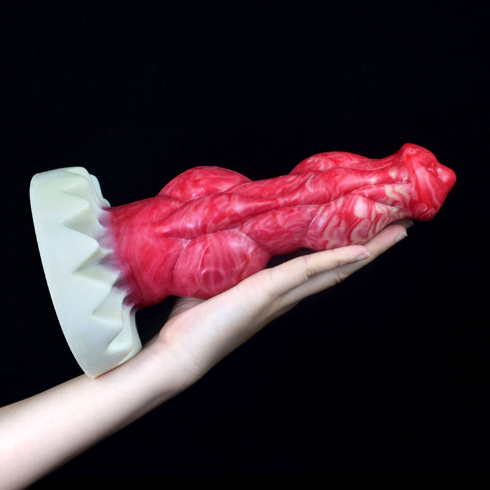 9 Inch Double Knot Red Silicone Monster Dildo