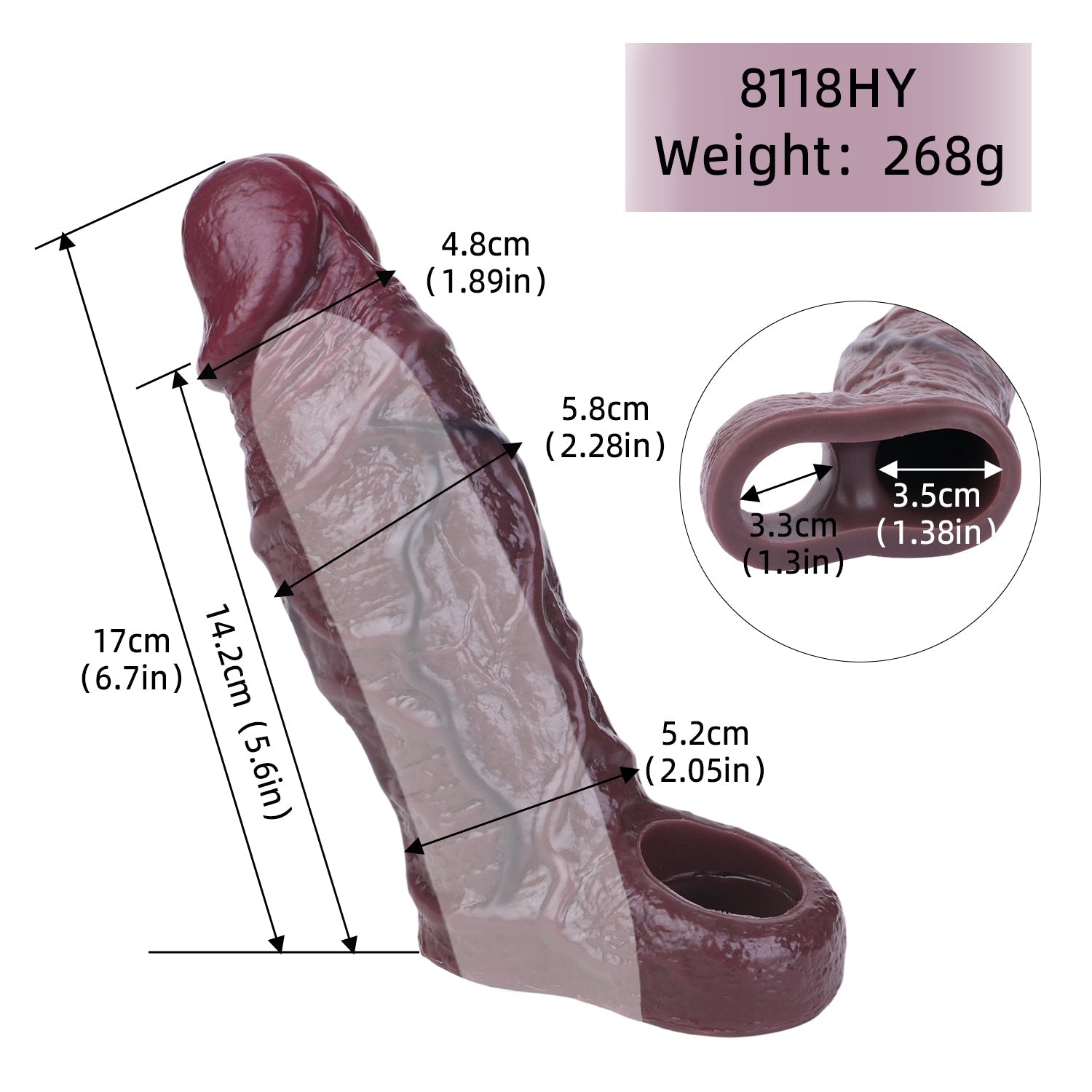 Brown Giant Textured Realistic Penis Sleeve