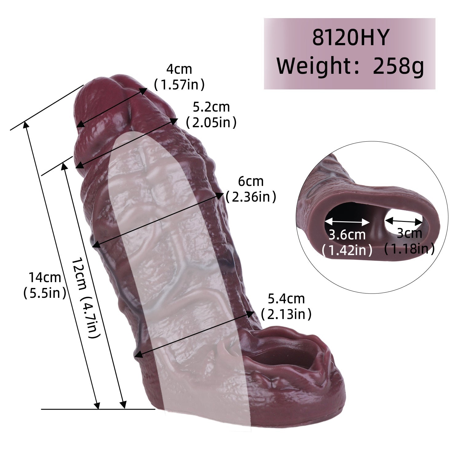 Brown Fat 5 Inch Realistic Penis Sleeve
