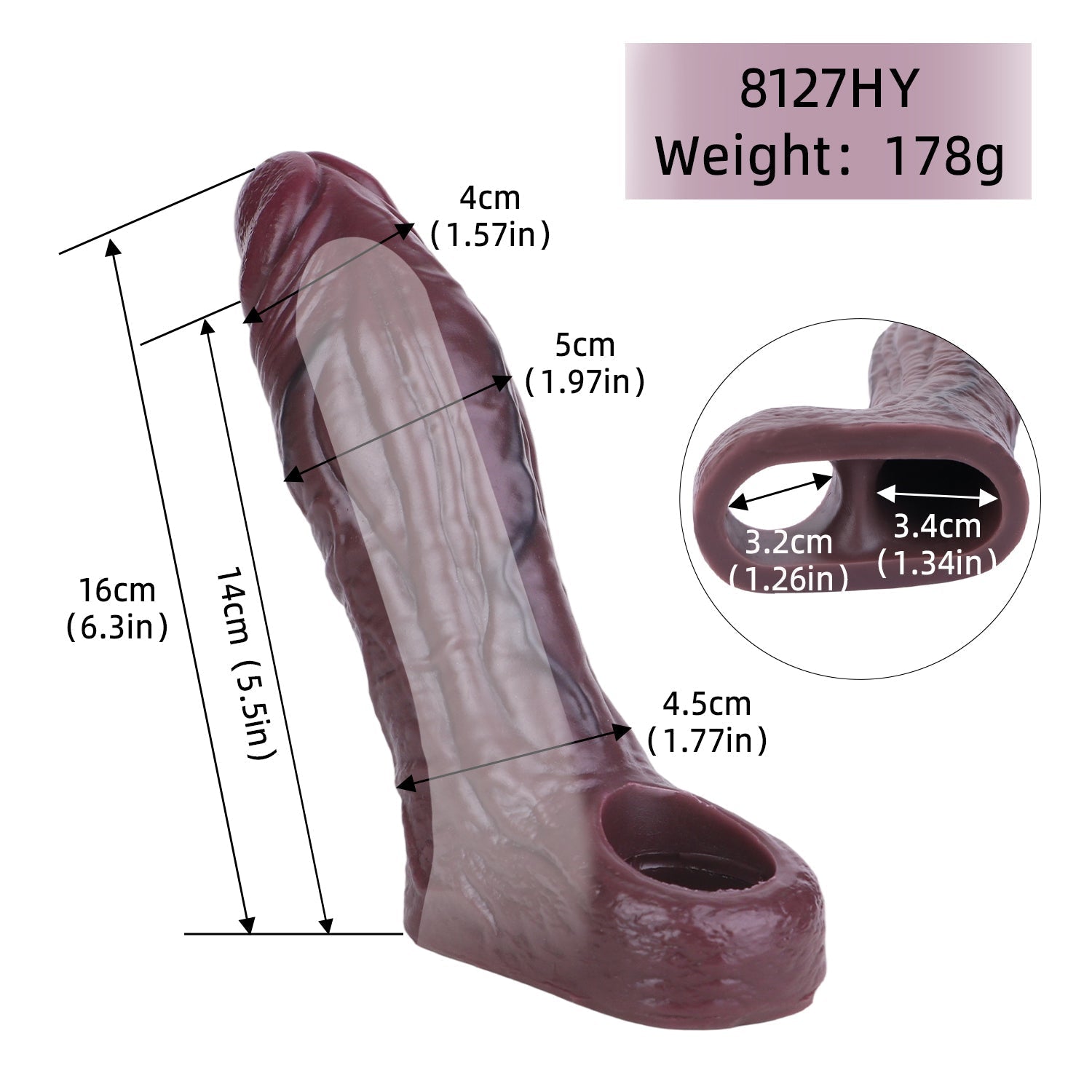 Brown Male Sex Toy Penis Extension Sleeve