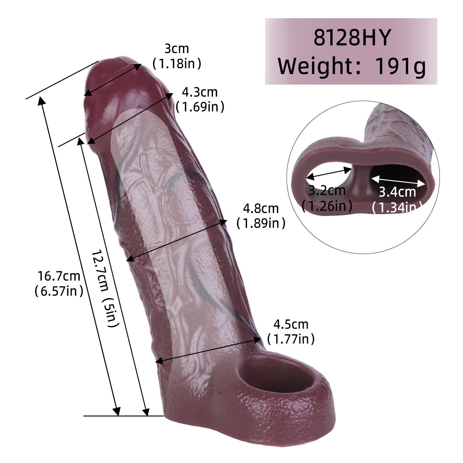 6 Inch Brown Foreskin Realistic Penis Sleeve