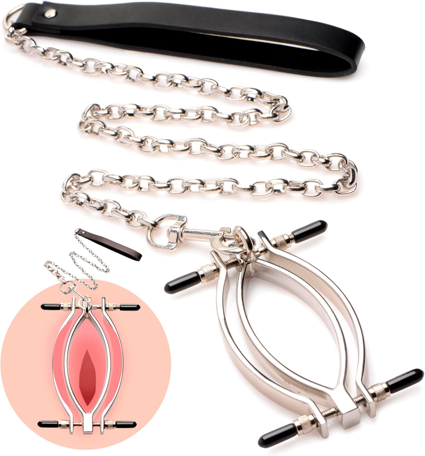 Labia Clamps Stainless Steel BDSM Strap Leash