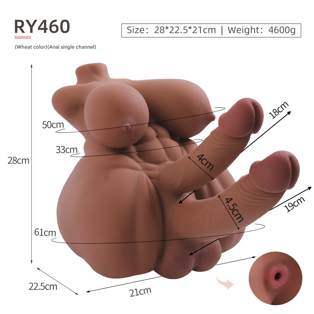 Double Penis Big Ass Sex Doll Torso Dildo