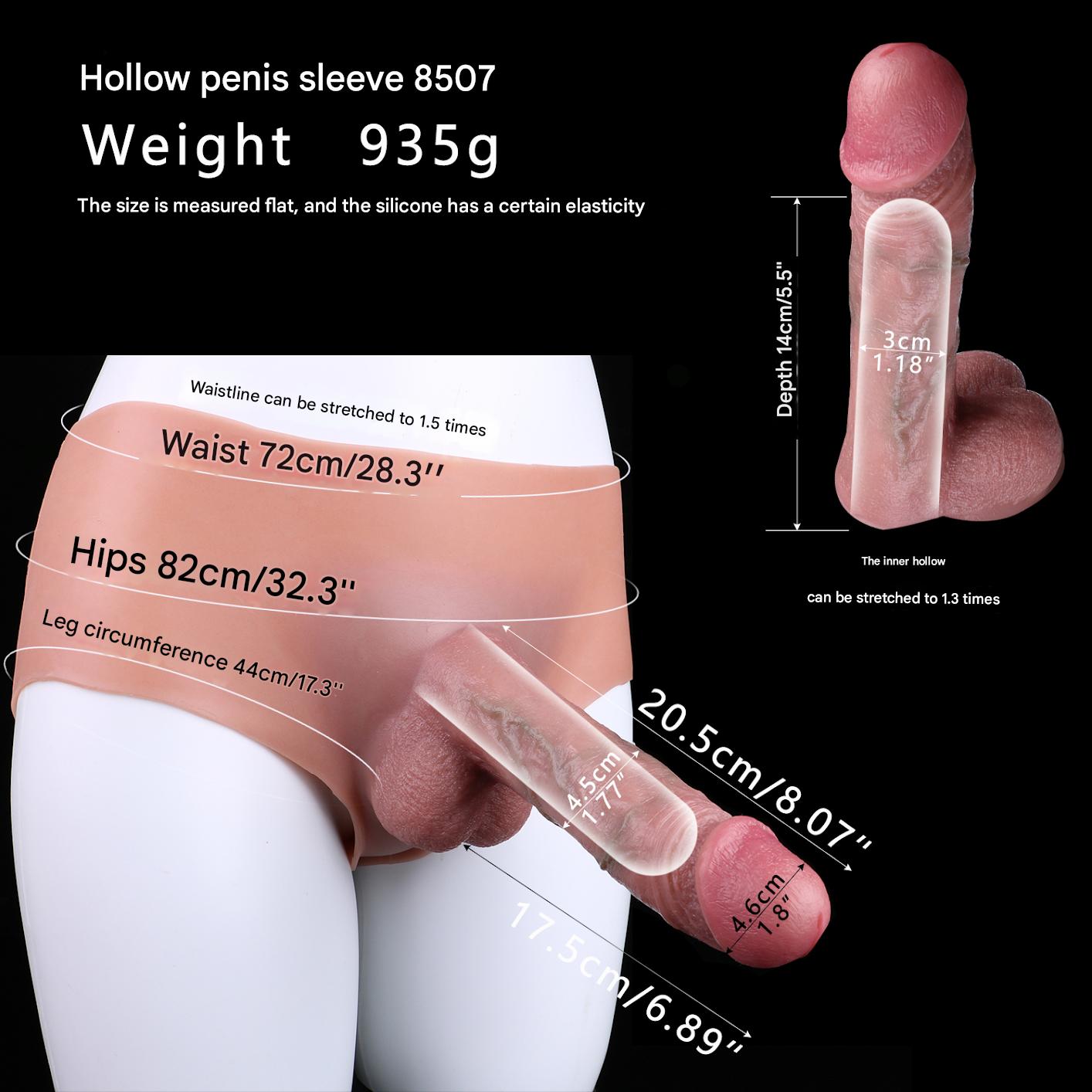 8 Inch Men's Realistic Hollow Dildo Panties