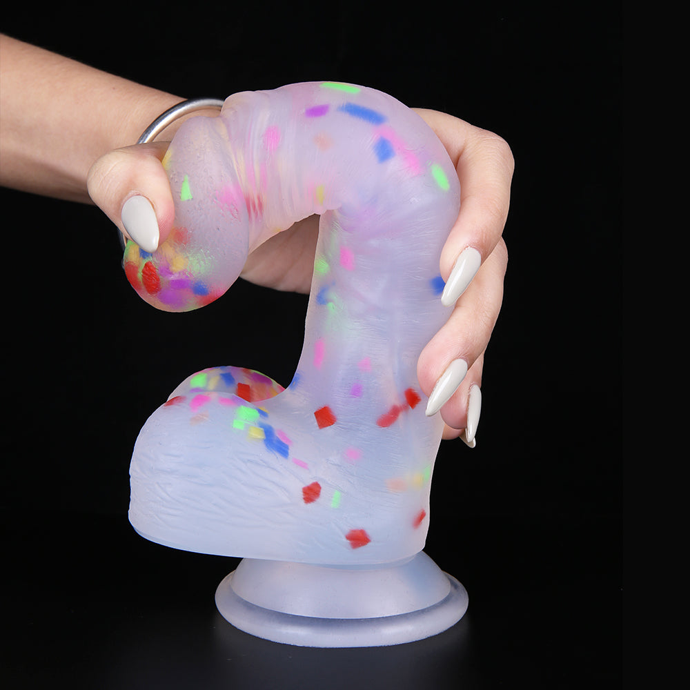 7 Inch Confetti Jelly Strap On Dildo