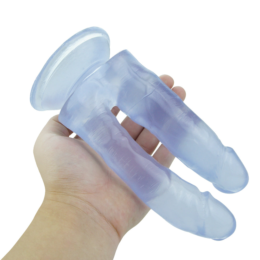 Double Penetration Blue Silicone Jelly Dildo