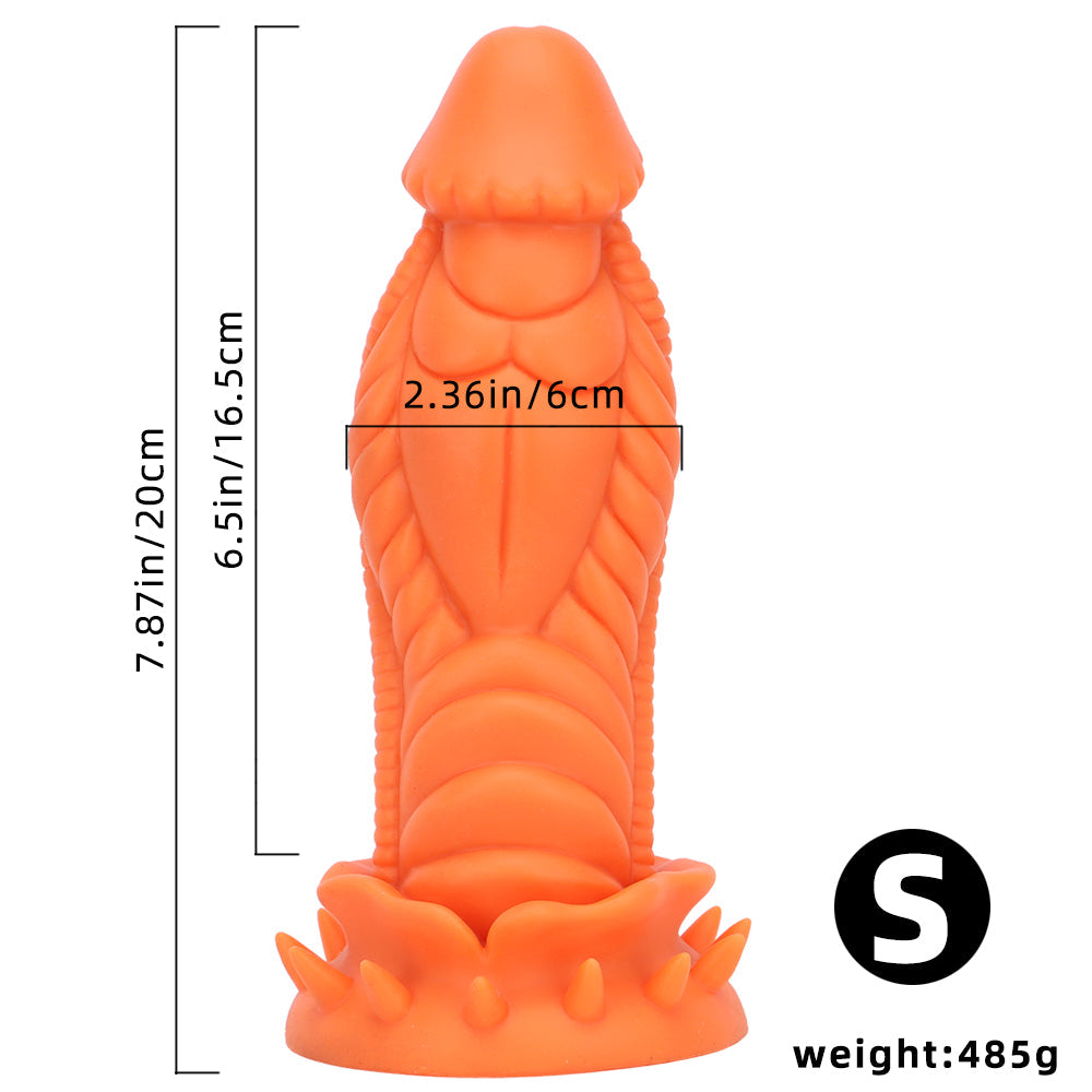 Orange 3 Inch Thick Spiked Dragon Dildo