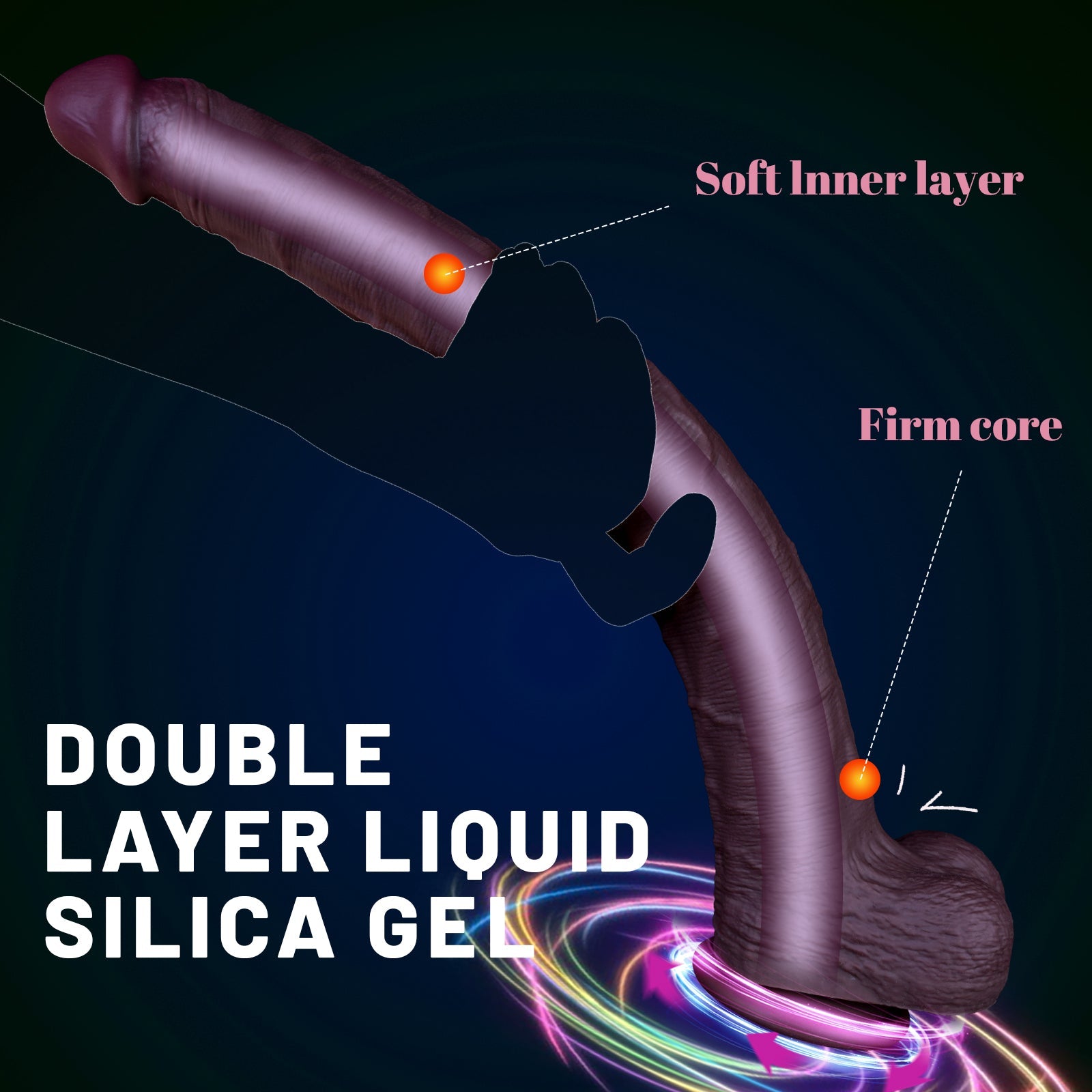 Brown Dual Density 16 Inch Extra Long Dildo