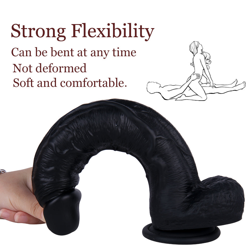 11 Inch Curved Silicone Big Black Dildo
